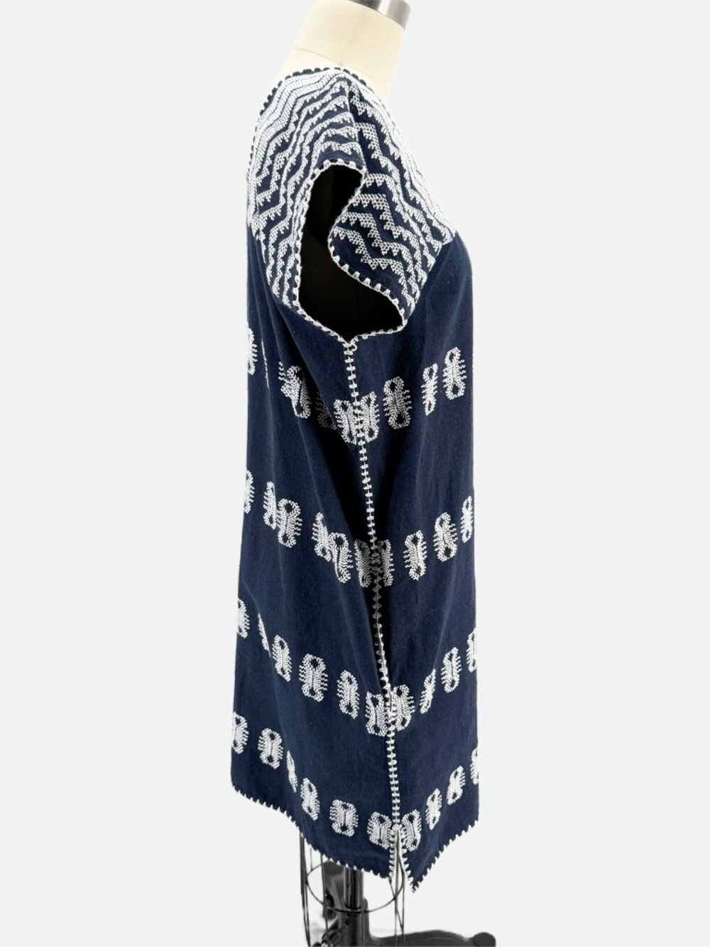 Pippa Holt Kaftan No.120 Single panel mini kaftan navy white vaca breathable O/S - Picture 4 of 10